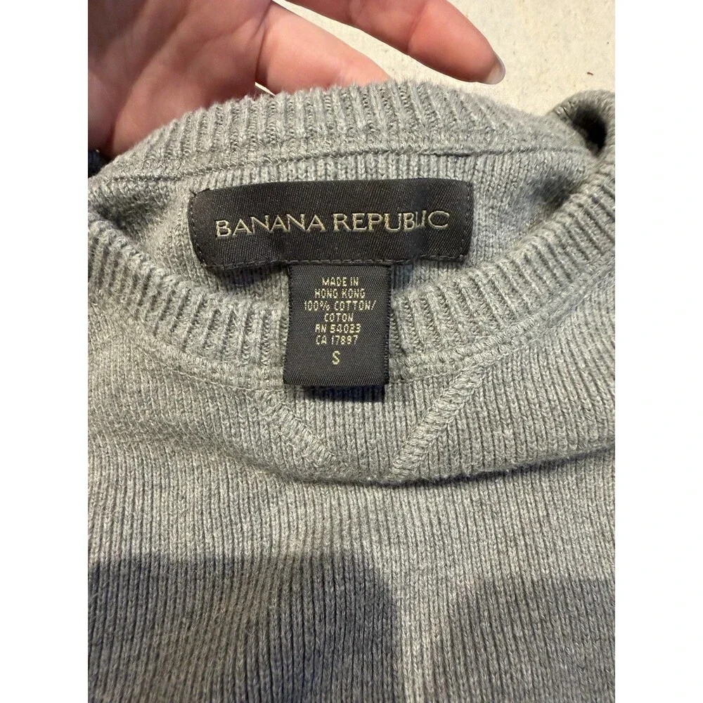 Banana Republic Men’s Gray 100% Cotton Knit Crewneck Sweater Size Small